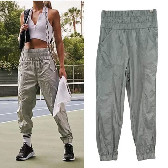 Free People Movement Way Home Joggers Pants Nylon Windbreaker Gray Size Small - Picture 1 of 11